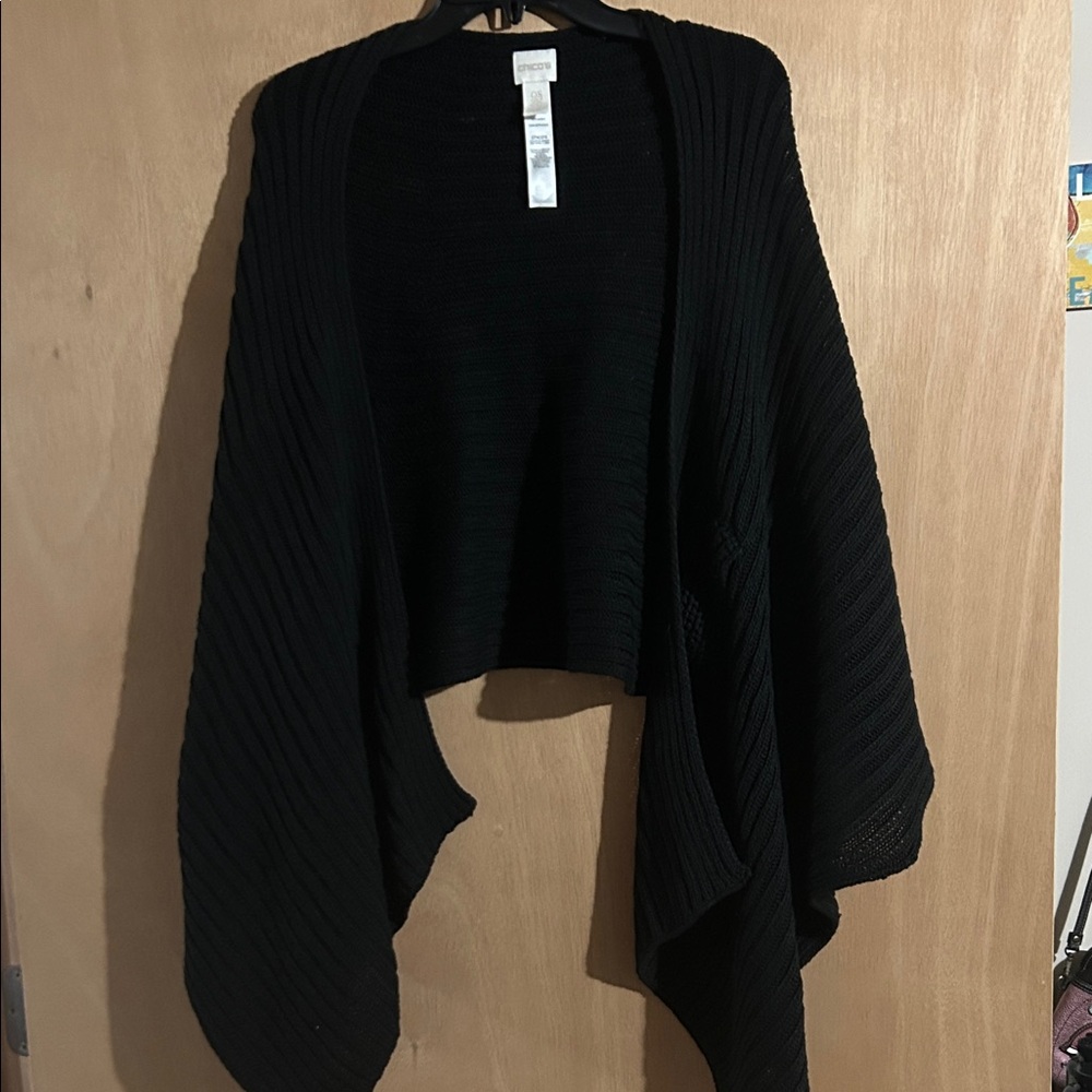 Chico's Black Open-Front Poncho